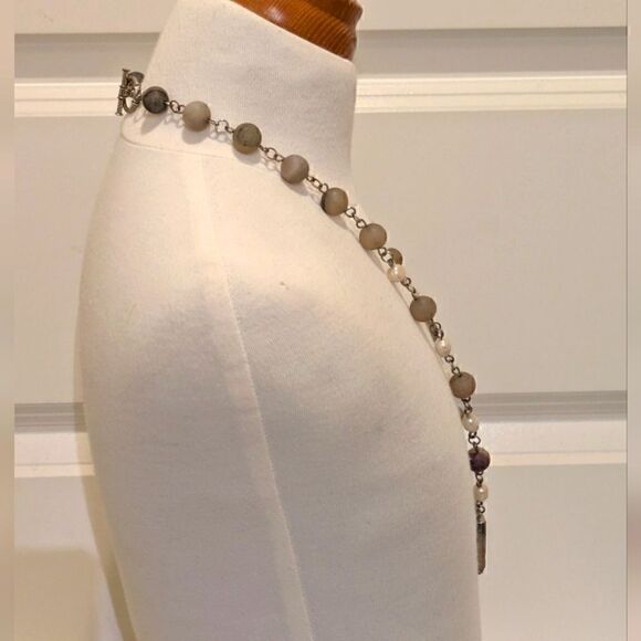 Handmade Amethyst and Freshwater Pearl Necklace - Picture 5 of 7